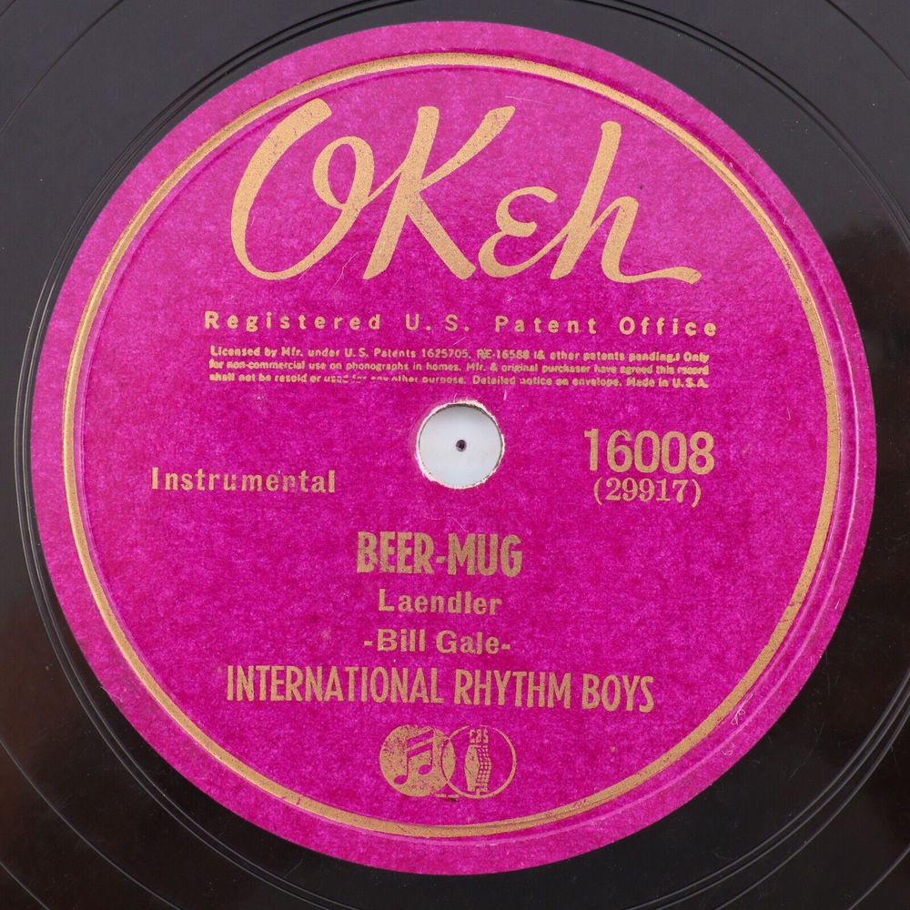 International Rhythm Boys, Beer Mug / Red-Head 1941 78 rpm Record 10" OKeh 16008